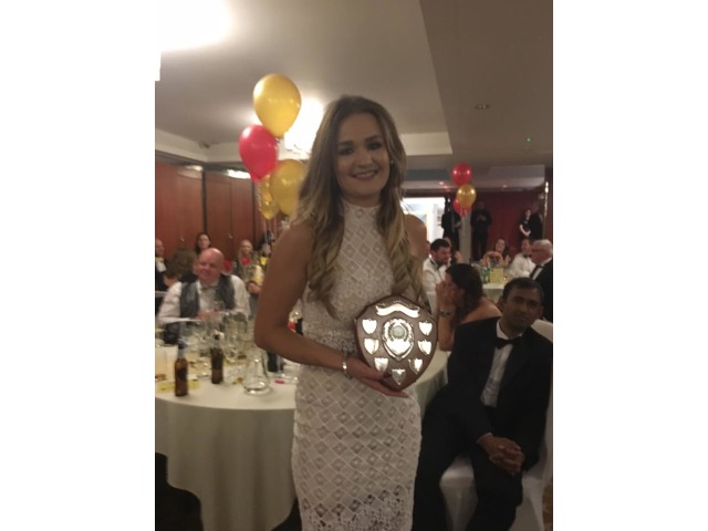 Imogen Manning with her award for Senior Female Player of the Year